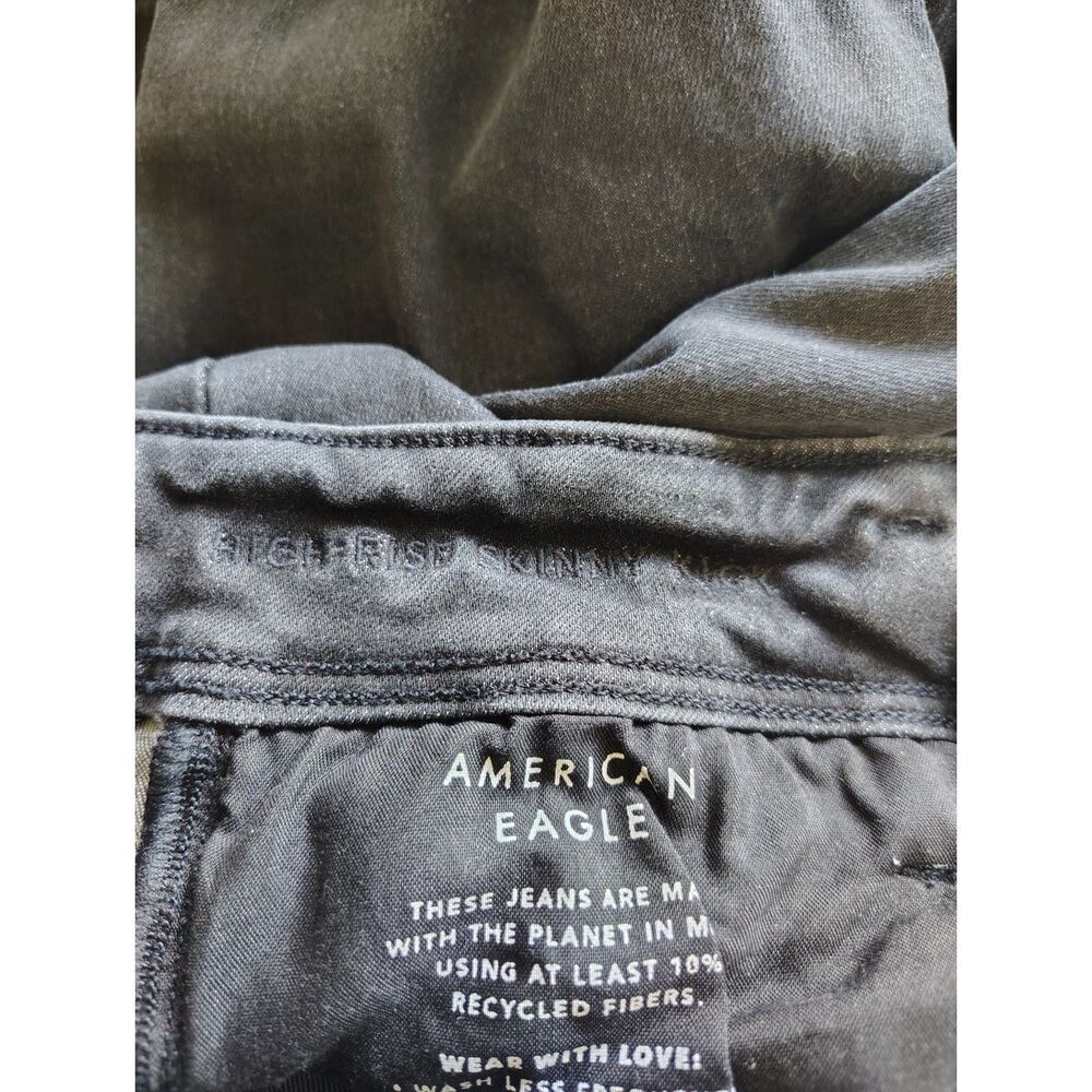 American Eagle High Rise Skinny Kick Flare Black Jeans Women's 8 Short - Picture 4 of 6